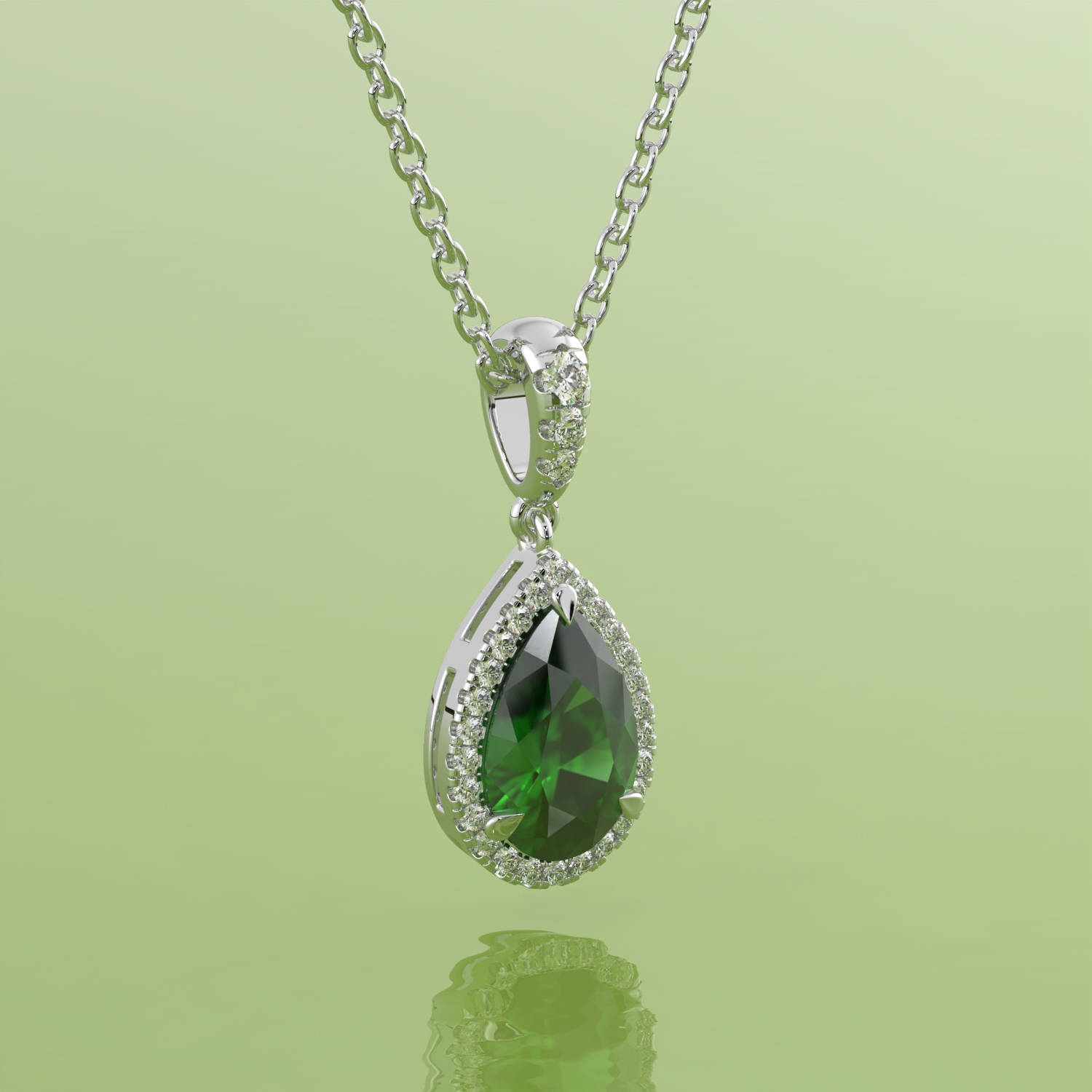 Pear Shape Emerald Gemstone Pendant